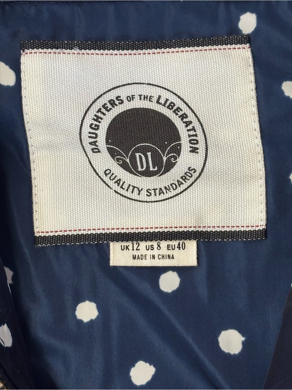 Anthropologie Daughters Of The Liberation Navy Polka Dot Rain Jacket Size 8 EUC - Picture 11 of 13